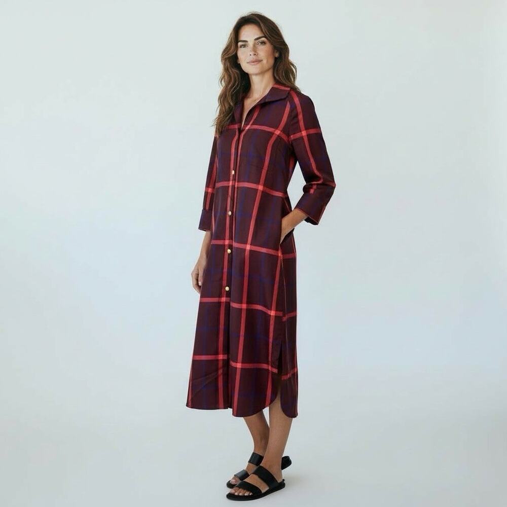 Tuckernuck Size S Plaid Midi Shirt Dress